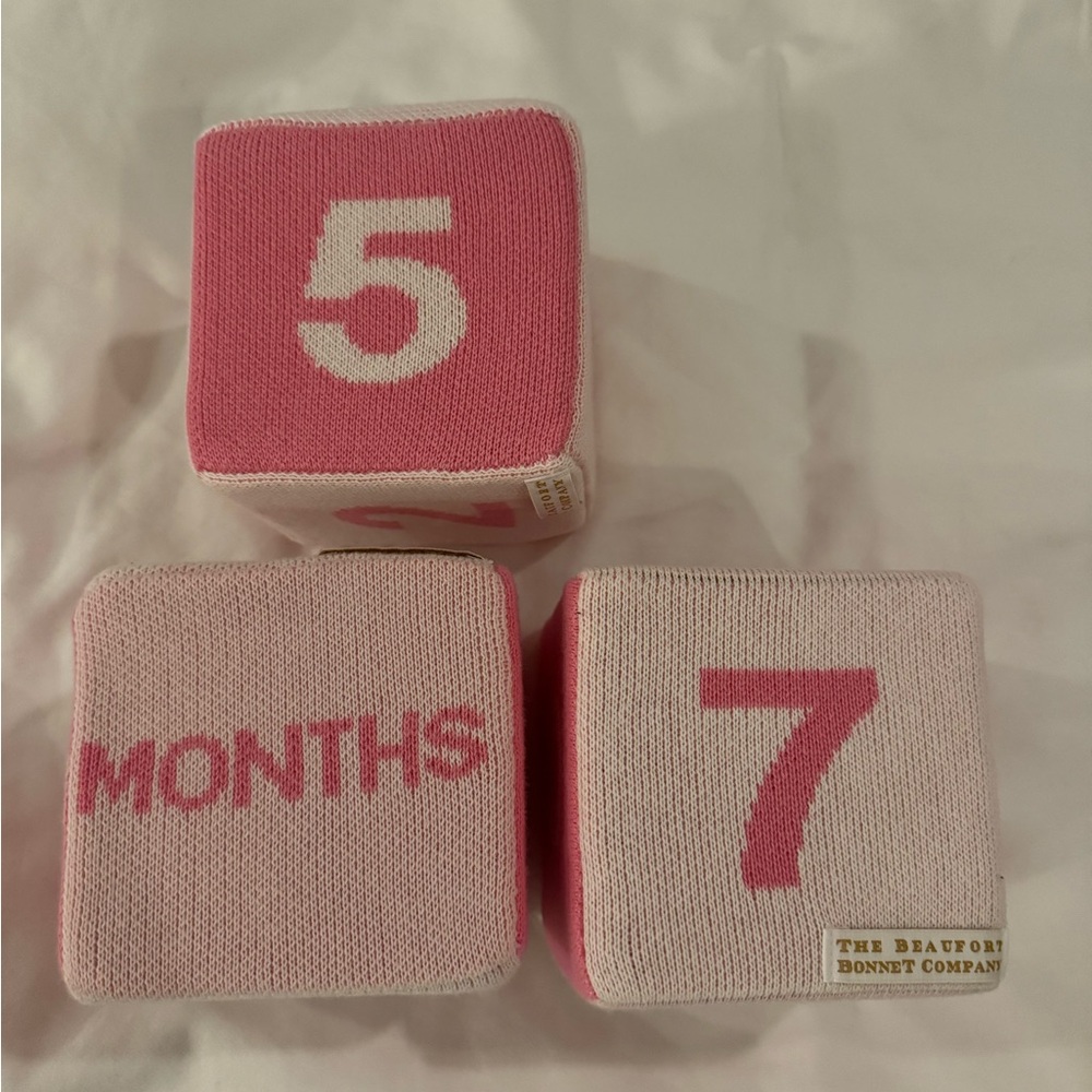 The Beaufort Bonnet Company Pink Knit Baby Milestone Blaylock Age Blocks